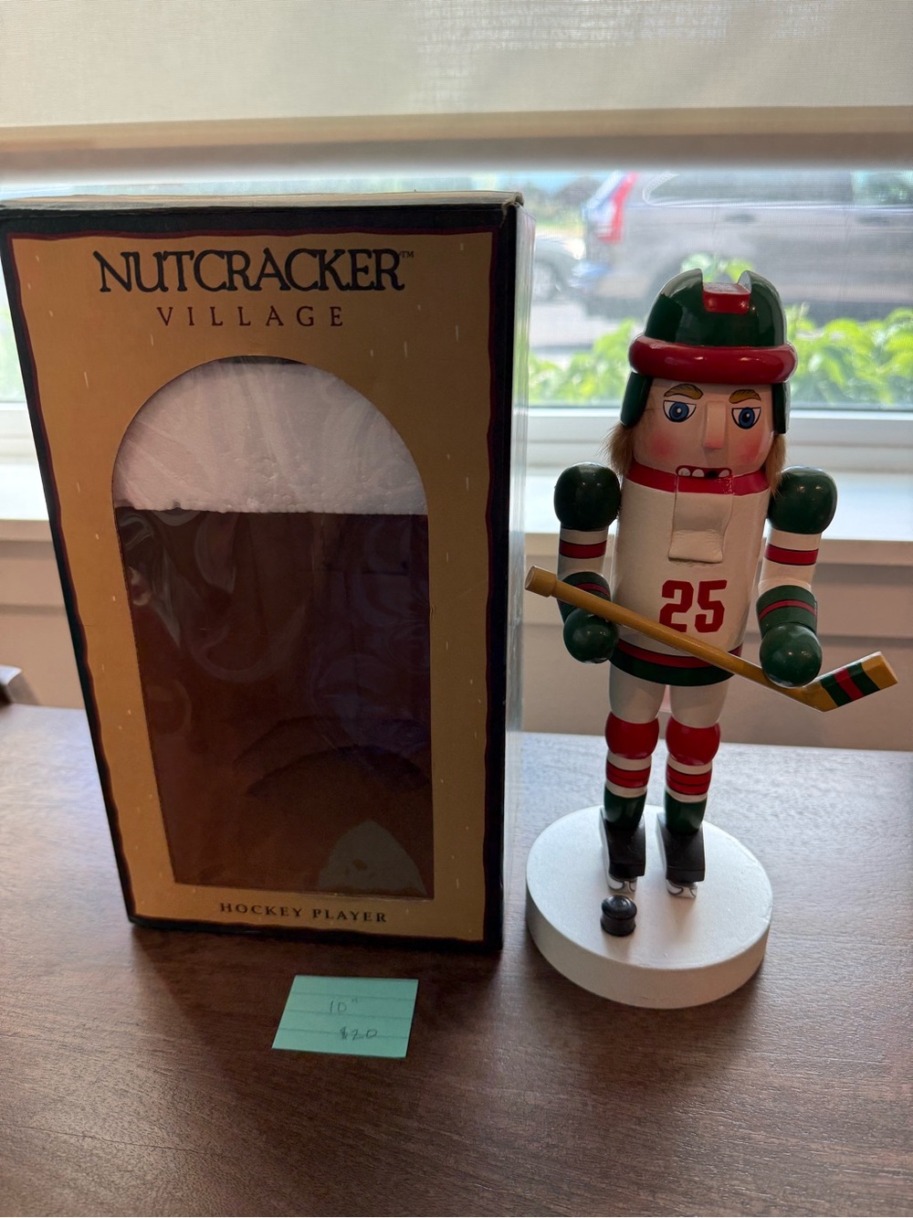 Green & Red Hockey Player Nutcracker - Brand Box Included